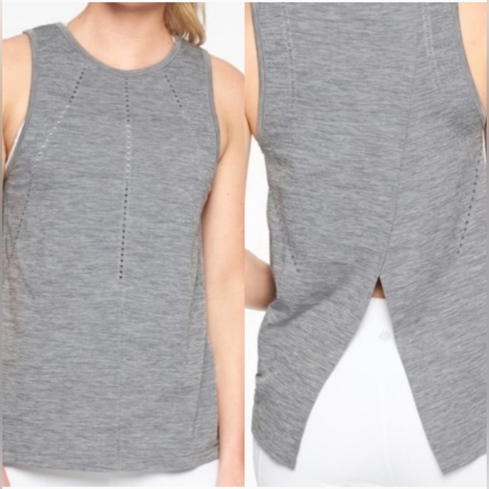 Athleta Foothill Seamless Nylon Cross Back Athletic Tank Size S Like New Gray‎ - Picture 2 of 7
